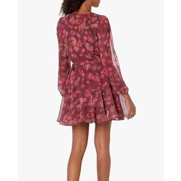 Steve Madden Dress Womens Small Pink Floral Kara Mini Puff‎ Sleeve - Picture 3 of 9